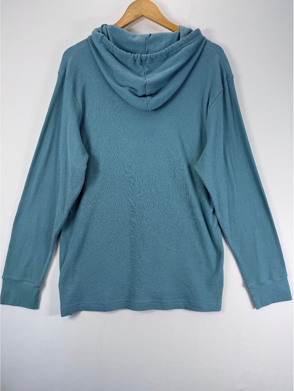 Waffle Knit Thermal Hoodie Mens XL Teal Maui And Sons Surf Beach Layering Top - Picture 3 of 8